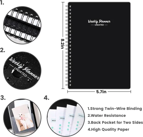 Vista 6 de Weekly Planner - Undated Planner for Whole Year, 67 Weeks, 5.7'' x 8.2