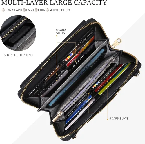 Vista 4 de Crossbody Bag Women Shoulder Handbag Multi-Pocket Fashion phone bag With Credit Card Holder Multifunctional Wallet