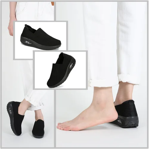 Vista 2 de Touchmosees Tenis ortopédicos de cuña para mujer con cojín de aire para diabéticos