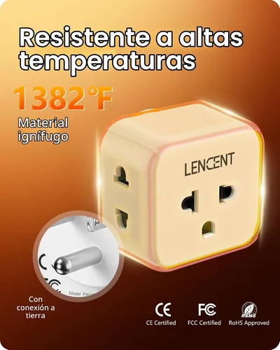 Vista 7 de LENCENT - Adaptador de enchufe de la UE a EE. UU., adaptador de salida europeo a EE. UU