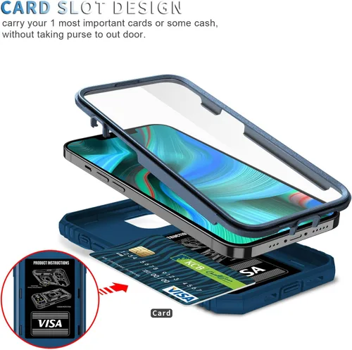 Vista 2 de Fetrim Funda para iPhone 13 PRO, Funda de teléfono con soporte de anillo de rotación para Apple iPhone 13 PRO - Azul