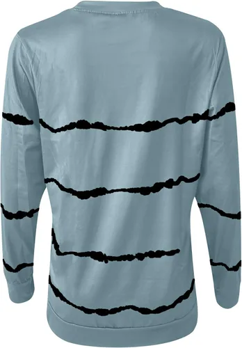 Vista 3 de Stessotudo Camisas de manga larga para mujer, sudaderas a rayas con cuello redondo, ajuste holgado, informal, de moda, para otoño 2023