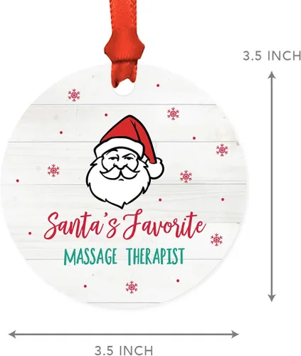 Vista 5 de Andaz Press Adorno redondo de metal de Papá Noel, regalo de broma, masajista favorito de Santa, 1 paquete, ideas de regalo de elefante blanco X-Mas