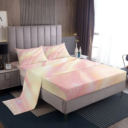 Vista 41 de Juego de sábana bajera ajustable de teñido anudado para niñas, juego de ropa de cama con diseño de arco iris degradado de arcoíris, lindo juego
