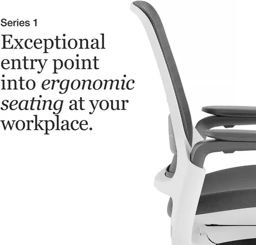 Vista 11 de Steelcase Series 1 Silla de oficina ergonómica, suelos de alfombra, grafito, luz