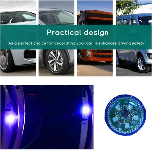 Vista 6 de Dickno 4 luces LED inalámbricas de advertencia para puerta de automóvil, 5 luces LED de señal de seguridad intermitentes automáticas en carretera