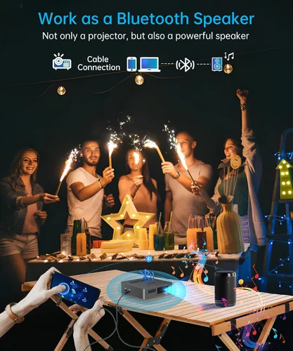 Vista 6 de Mini proyector MARS DLP, proyector portátil al aire libre de la película del enfoque automático 720P NO Wifi/Bluetooth, Lightweight Small Pocket