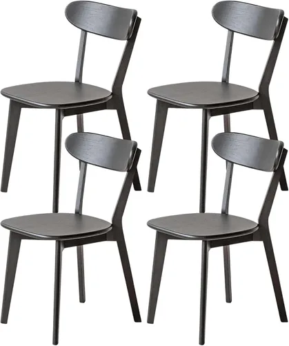 Vista 21 de Silla de comedor de madera maciza para cocina (1, negro) Contoured seat for comfort. Non-slip feet, sturdy wood. Quick assembly. For dining