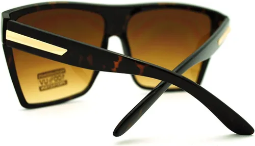 Vista 4 de Gafas de sol planas cuadradas de moda retro de gran tamaño (marrón), Tortuga Marrón, Oro