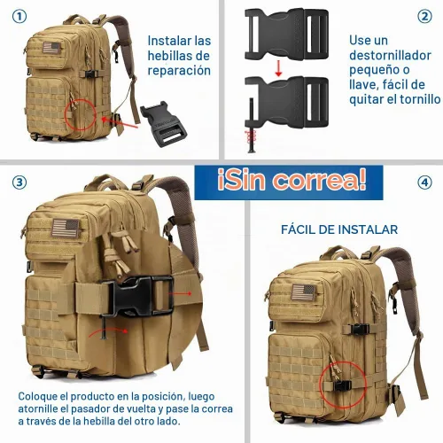 Vista 6 de Hebilla de liberación lateral rápida de 1 pulgada, clip ajustable sin costura, reemplazo de plástico para correas de nailon, cinturón de mochila 2