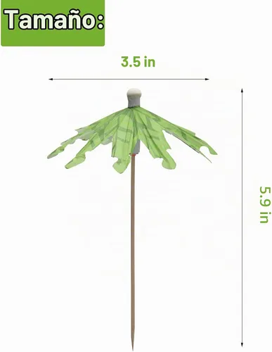 Vista 2 de 50 sombrillas de cóctel para bebidas, palillos de dientes de palmera de coco