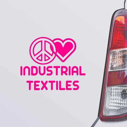 Vista 2 de Peace Love Industrial Textiles Fabricator Black Color Car Laptop Wall Bumper Decal Sticker, DesZ60