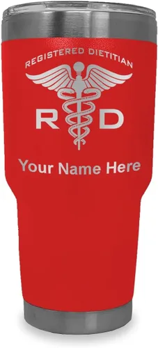 Vista 19 de LaserGram Vaso aislado al vacío de 20 onzas, dietista registrado RD, grabado personalizado incluido (negro)