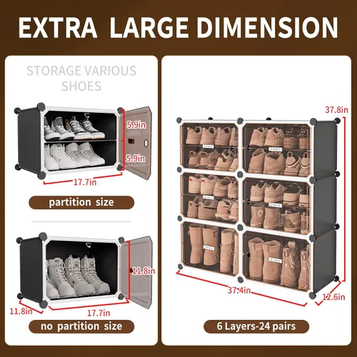 Vista 2 de MAGINELS Zapatero, Mueble Zapatero Expandible Fácil de Montar. Almacenamiento de Zapatos con Puerta, Entrada, Armarios, Pasillo y Dormitorio. Tiene