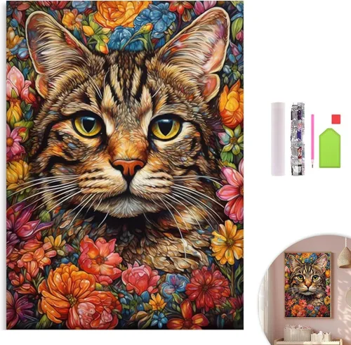Vista 12 de KICHANG Juego de 4 piezas de pintura de diamante vintage rosa para adultos, kits de arte de diamantes 5D, diamantes redondos de taladro completo
