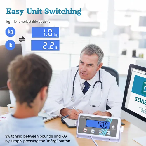 Vista 7 de Báscula de peso corporal extra ancha para uso médico, doméstico y de lucha libre, 440 libras Accurate Weigh-Ins, Easy-Read LCD Display, Hold &