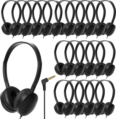 Vista 11 de Paquete de 10 audífonos para niños, para escuela, aula, estudiantes, niños, adolescentes y adultos (colores mixtos) Wholesale Wired On Ear