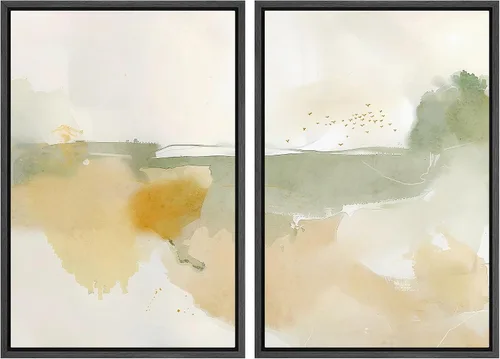 Vista 41 de MUDECOR Lienzo enmarcado para pared, bosque brumoso, reflejos, paisaje tranquilo, ilustraciones modernas, arte decorativo, bohemio, tranquilo/zen