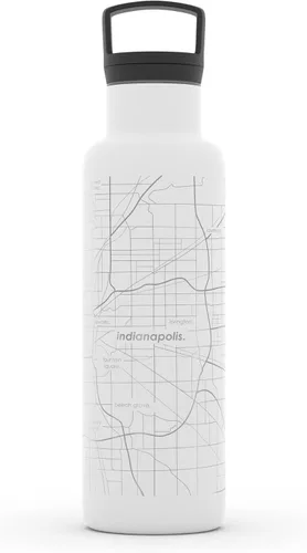 Vista 11 de Well Told Botella de agua aislada con mapa de Washington DC grabado, botella de acero inoxidable grabada (21 onzas, blanco) botella aislada de mapa