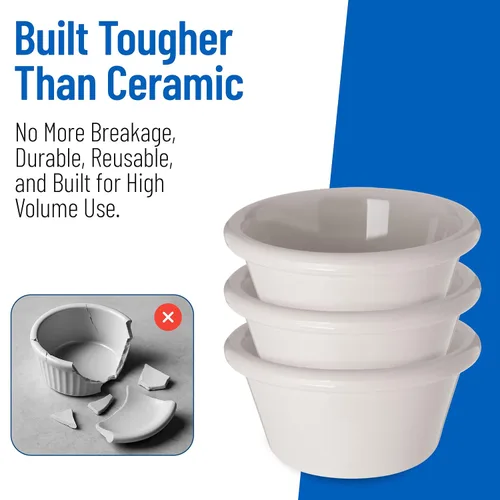 Vista 8 de Carlisle FoodService Products 4312342 SAN Ramequin liso estriado, capacidad de 3 onzas, altura de 1.43 pulgadas, hueso (caja de 48)