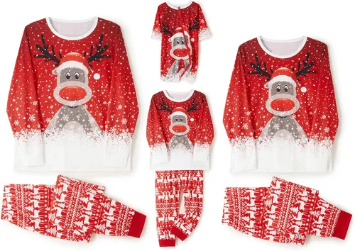 Vista 2 de Pijamas familiares a juego, conjunto de pijamas de Navidad para la familia, conjunto de pijamas de Navidad