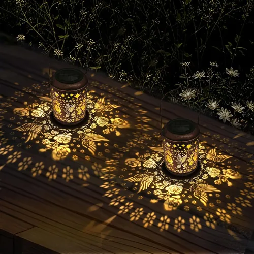Vista 7 de Faroles Solares para Colgar o Mesa, Luz Solar para Exteriores para Patio, Jardín, Patio Interior (Plata-1)