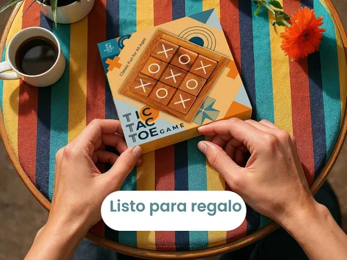 Vista 4 de BSIRI Tic Tac Toe para niños y adultos, decoración para mesa de café de sala de estar y escritorio, juegos familiares nocturnos, juegos de mesa