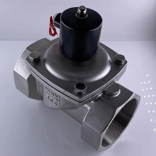 Vista 2 de DN100 4in 304 Stainless Steel Normally Closed Solenoid Valve AC220V DC24V Two-position Two-way Water Valve 1Pcs(24VDC_NBR 80 CELSIUS)