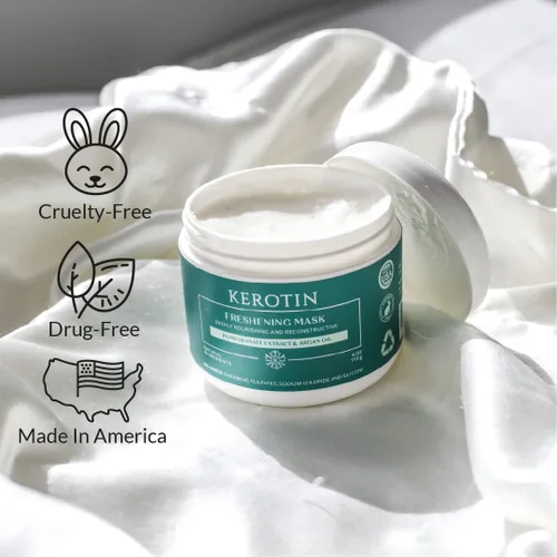 Vista 5 de Mascarilla refrescante de queratina, tratamiento reparador de queratina natural para cabello seco y dañado - Acondicionamiento profundo con aceite