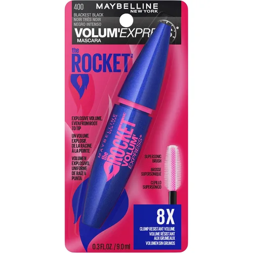 Vista 2 de Maybelline Volum' Express The Rocket - Máscara lavable voluminizadora, negro más negro, 1 unidad