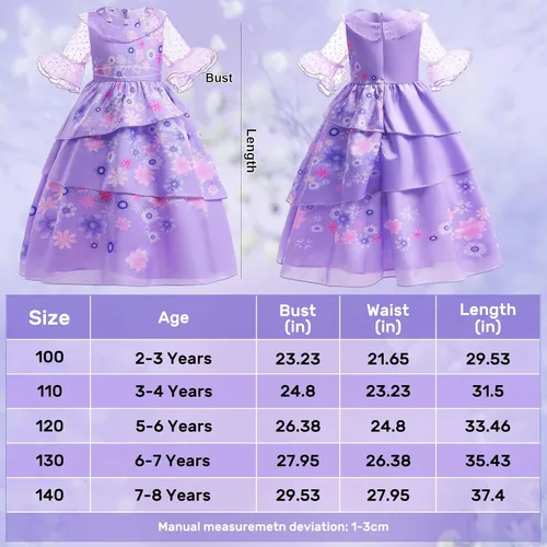 Vista 7 de Toylink Vestido de Isabella Encanto iluminado para niñas, disfraz de princesa de Halloween con accesorios de cosplay