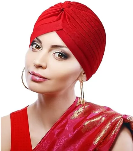 Vista 4 de Gorro de turbante para mujer, gorro africano de la India, para mujeres y niñas
