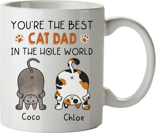Vista 13 de Regalos de gatos para los amantes de los gatos, taza de gato personalizada, taza de gato de Feliz Navidad, ideas de regalos para dueños de gatos