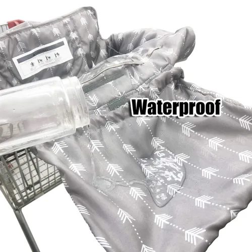 Vista 5 de Funda impermeable 2 en 1 para asiento de carrito de comestibles y funda para silla alta (flecha gris)