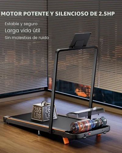 Vista 3 de Walking Pad with Incline, Under Desk Treadmill for Home Office Negro claro