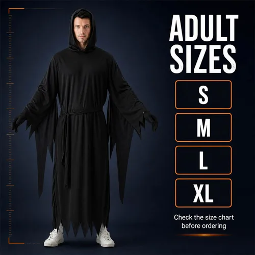 Vista 5 de Disfraz de fantasma aterrador de Halloween para adultos y niños, máscara