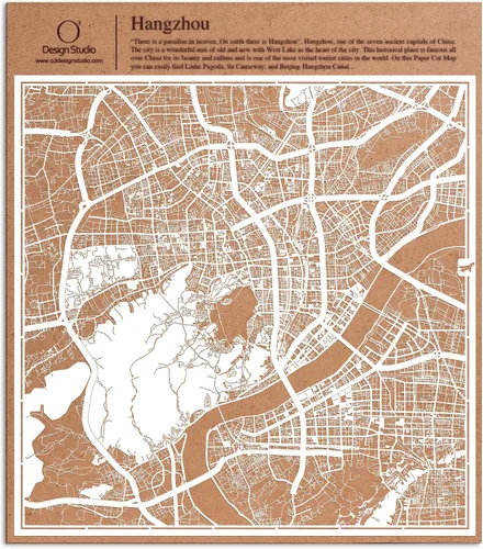 Vista 30 de O3 Design Studio Aberdeen - Mapa de papel cortado en papel blanco de 12 x 12 pulgadas