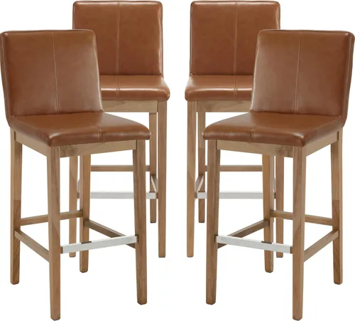 Vista 22 de Kmax Juego de 2 taburetes de bar de 26 pulgadas de altura de mostrador, taburetes tapizados para encimera de cocina con soporte trasero, taburetes