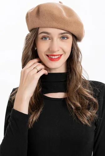 Vista 242 de ZLYC - Boina francesa de lana unicolor para mujeres y niñas