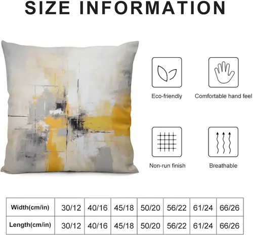 Vista 3 de Funda de almohada de 12 x 12 pulgadas, pintura abstracta en amarillo, gris y blanco, funda de cojín para sofá al aire libre, decoración moderna