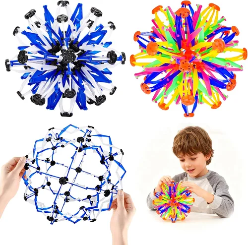 Vista 9 de 4 Piezas Esferas Pop Sensoriales Coloridas Juguete Fidget para Niños y Adultos Aliviar el Estrés, Pelotas Plegables Expandibles que se Expanden
