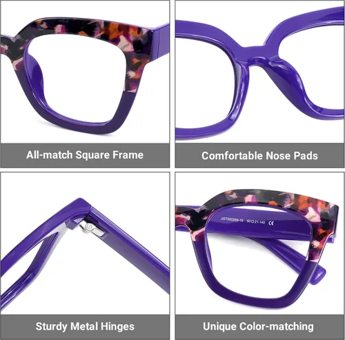 Vista 53 de Zeelool Gafas de luz azul para mujer de moda de tira cuadrada de moda gafas de computadora gafas antifatiga ocular Malcolm JGA000269-22B