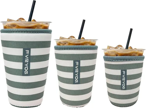 Vista 174 de Reusable Insulated Neoprene Iced Coffee Sleeves for Iced Coffee Cups, Coffee Coolies sleeves for Iced & Hot Drinks