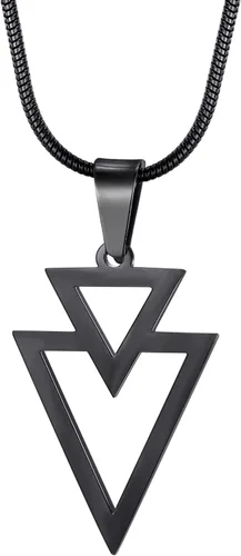 Vista 2 de MOO&LEE Collar con colgante geométrico para hombre, collar triangular de acero inoxidable con cadena de serpiente de 22 pulgadas