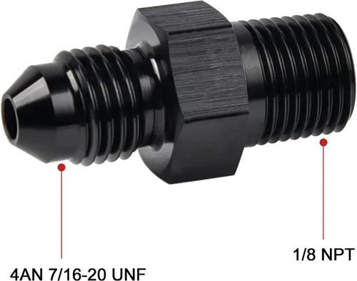 Vista 2 de EVIL ENERGY 4AN macho Flare a 1/8 "NPT adaptador de montaje de tubería de aluminio recto negro