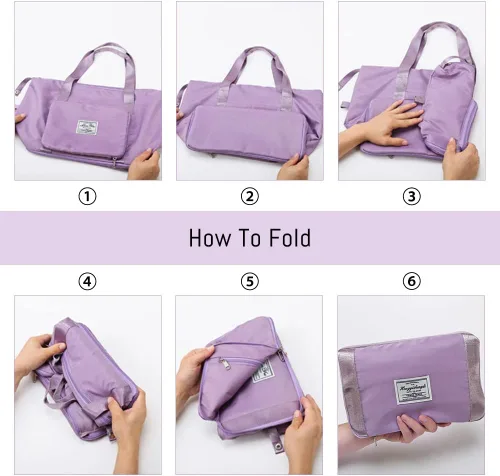 Vista 5 de Bolsa de viaje plegable de gran capacidad, bolsas de mano ligeras e impermeables, adecuadas para pasar la noche