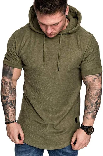 Vista 4 de Moderna sudadera deportiva de vellón con capucha, para hombres, jersey de lana unicolor sin botones.