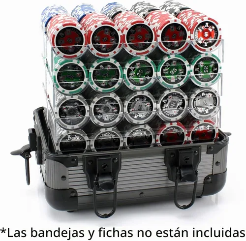 Vista 3 de Versa Games Estuche para 1000 Fichas de Póquer Deluxe en Color Gris - Estuche Ultimate para Fichas de Póquer