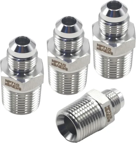 Vista 15 de HFS (R) 1/2 "NPT macho a 1/2" SAE Macho Flare Tubing Adapter Manguera Conector Accesorios de tubería de acero inoxidable 304