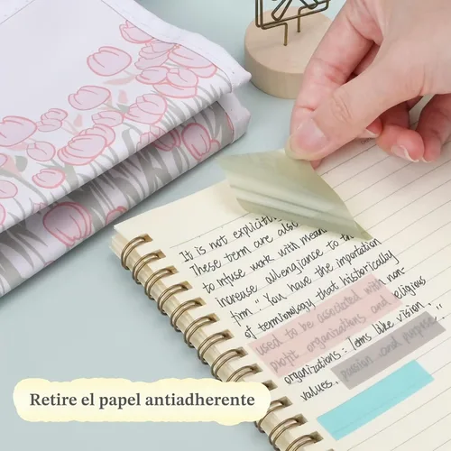 Vista 5 de Temiary 1000 hojas de notas adhesivas transparentes pastel con líneas, 3 x